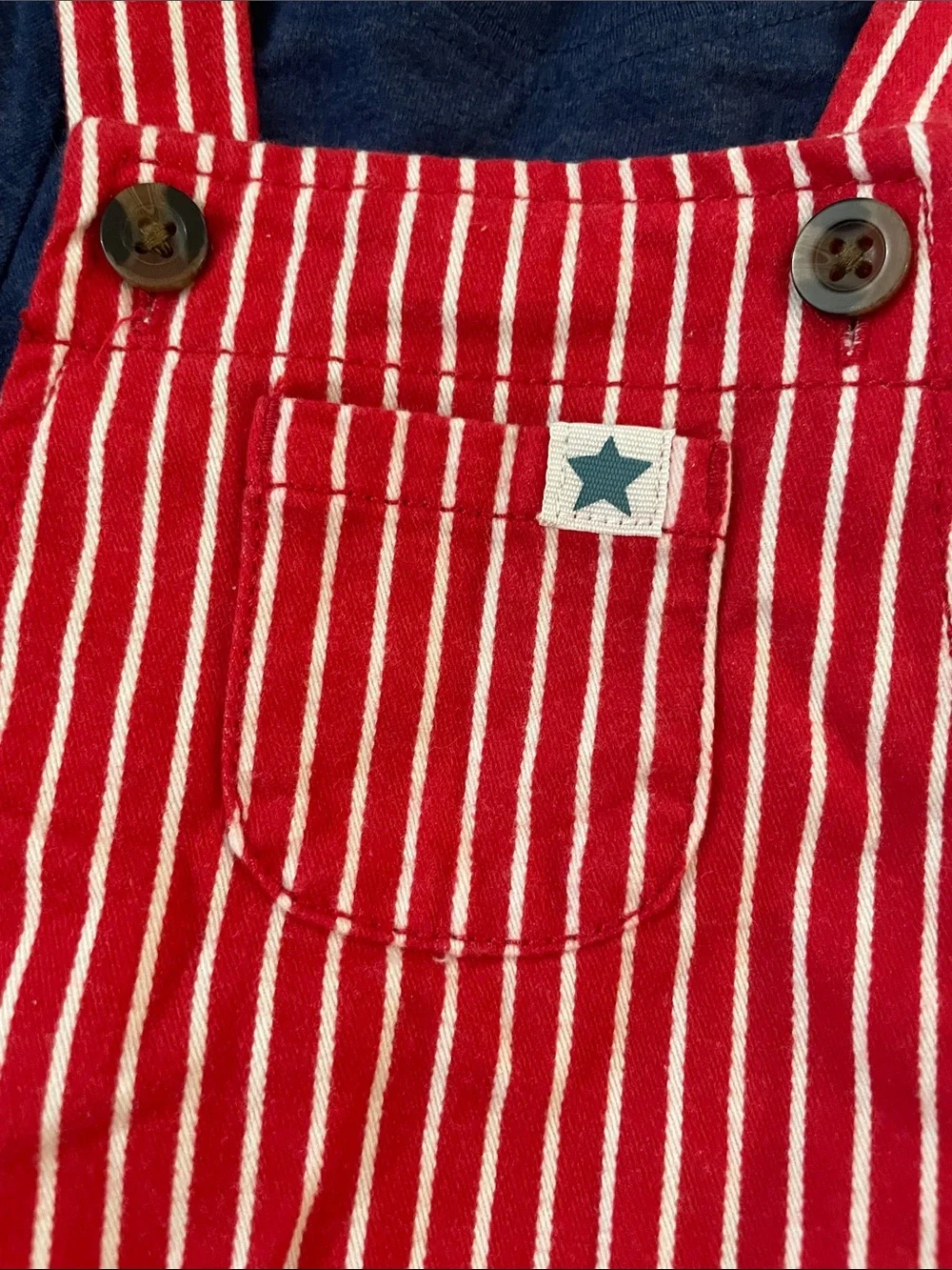 Carter's Red & White Striped Overalls with Navy Tee